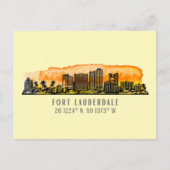 Fort Lauderdale Skyline & Coordinates Briefkaart (Voorkant)
