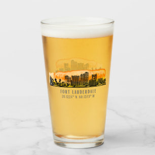 Fort Lauderdale Skyline & Coordinates Glas