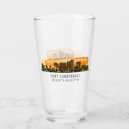 Fort Lauderdale Skyline & Coordinates Glas