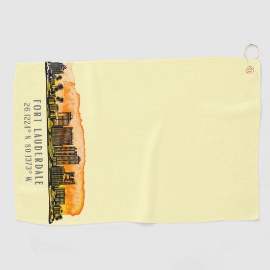 Fort Lauderdale Skyline & Coordinates Golfhanddoek (Horizontaal)