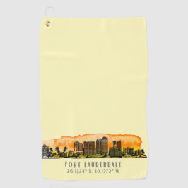 Fort Lauderdale Skyline & Coordinates Golfhanddoek