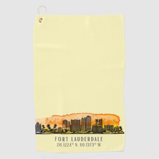 Fort Lauderdale Skyline & Coordinates Golfhanddoek (Voorkant)