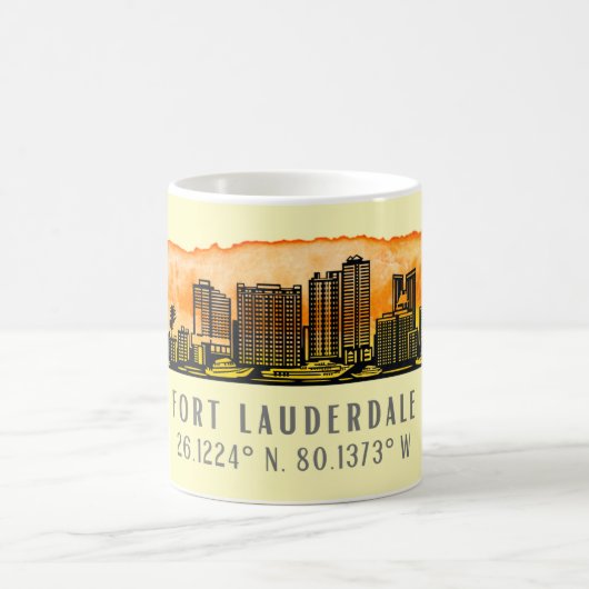 Fort Lauderdale Skyline & Coordinates Koffiemok (Center)