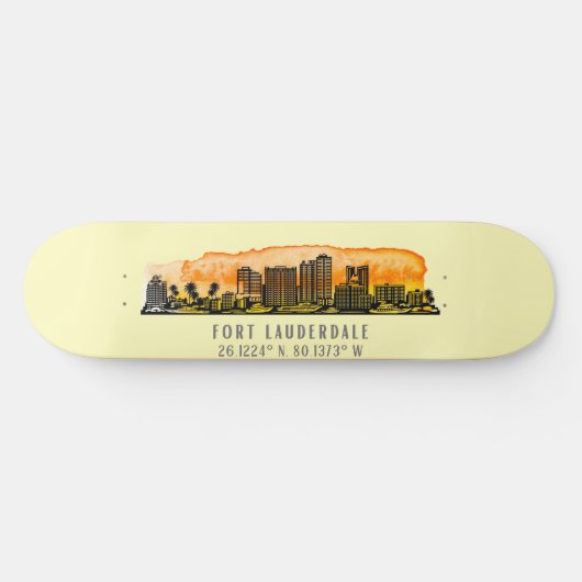 Fort Lauderdale Skyline & Coordinates Persoonlijk Skateboard (Horizontaal)