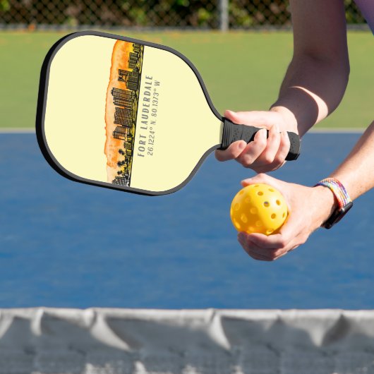 Fort Lauderdale Skyline & Coordinates Pickleball Paddle (Insitu)