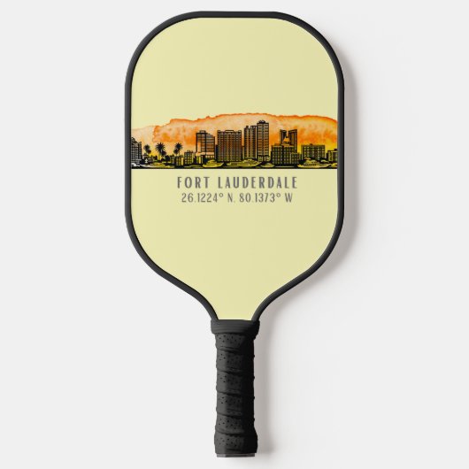 Fort Lauderdale Skyline & Coordinates Pickleball Paddle (Voorkant)