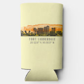 Fort Lauderdale Skyline & Coordinates Seltzer Blikjeskoeler (Achterkant)