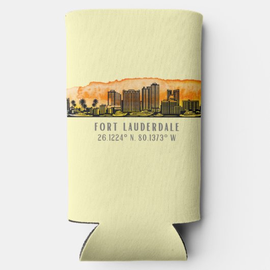 Fort Lauderdale Skyline & Coordinates Seltzer Blikjeskoeler (Achterkant)