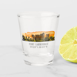 Fort Lauderdale Skyline & Coordinates Shot Glas