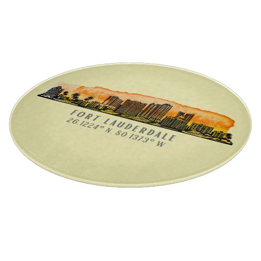 Fort Lauderdale Skyline & Coordinates Snijplank (Hoek)
