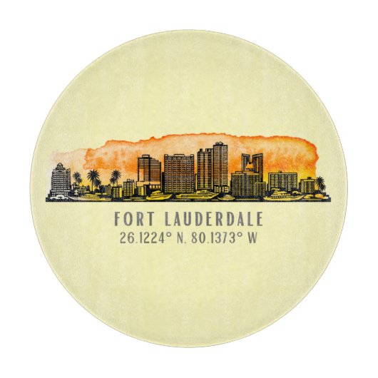 Fort Lauderdale Skyline & Coordinates Snijplank (Voorkant)