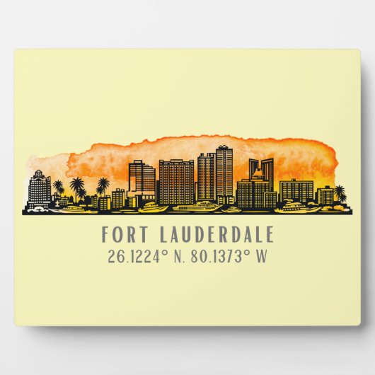 Fort Lauderdale Skyline & Coordinates Tabletop Fotoplaat (Voorkant)