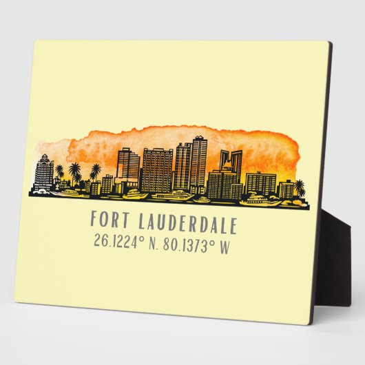 Fort Lauderdale Skyline & Coordinates Tabletop Fotoplaat