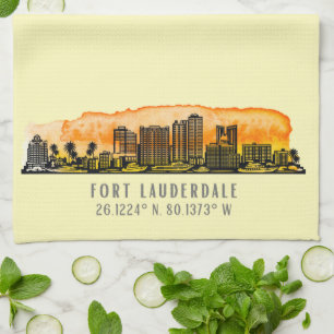 Fort Lauderdale Skyline & Coordinates Theedoek