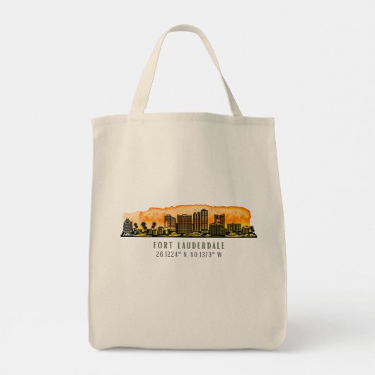 Fort Lauderdale Skyline & Coordinates Tote Bag (Achterkant)