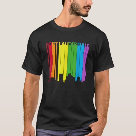 Fort Lauderdale Skyline LGBT Pride T Shirt (Voorkant)