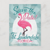 Fort Lauderdale sparen de Datum roze Flamingo Aankondigingskaart (Voorkant)