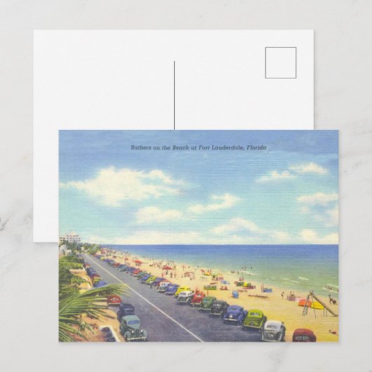 Fort Lauderdale,  strand scene uit Florida Briefkaart (Voorkant / Achterkant)