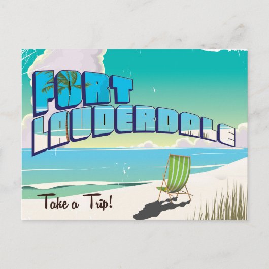 Fort Lauderdale vintage reisposter Briefkaart (Voorkant)
