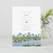 FORT LAUDERDALE Waterverf Skyline Wedding Kaart (Staand voorkant)