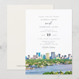 FORT LAUDERDALE Waterverf Skyline Wedding Kaart