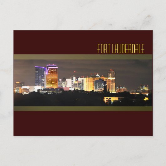 Fort Lauderdale's skyline 's nachts Briefkaart (Voorkant)