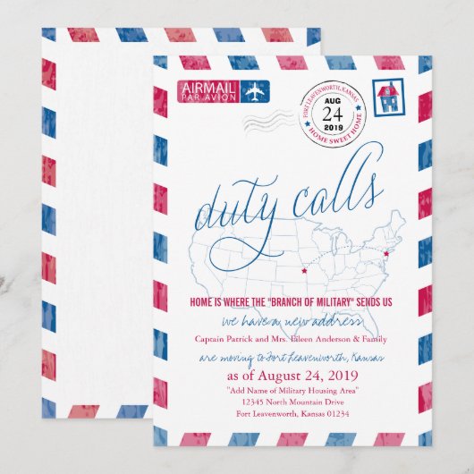 Fort Leavenworth Militaire Beweging Aankondiging (Voorkant / Achterkant)