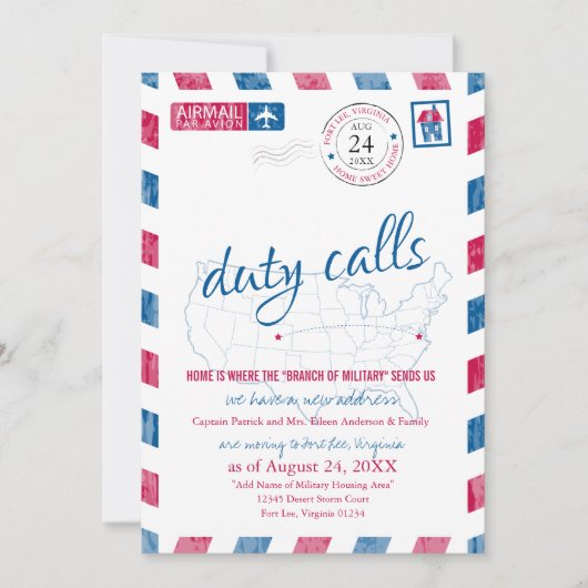 Fort Lee Virginia militaire verhuizing aankondigin Kaart (Voorkant)