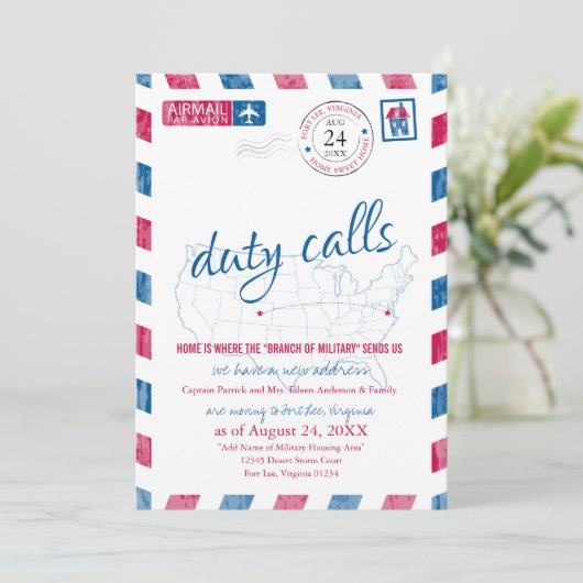 Fort Lee Virginia militaire verhuizing aankondigin Kaart (Staand voorkant)