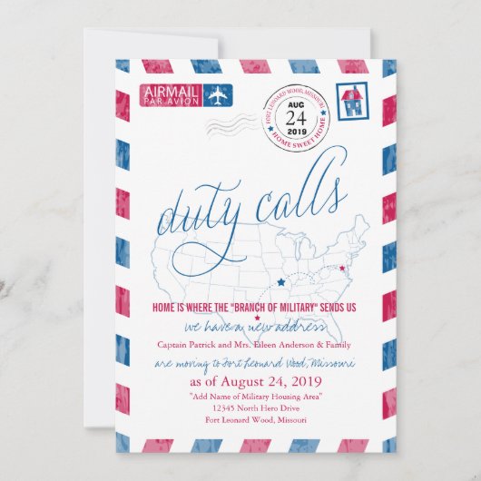 Fort Leonard Wood, MO Militaire Verhuizing Aankond Kaart (Voorkant)