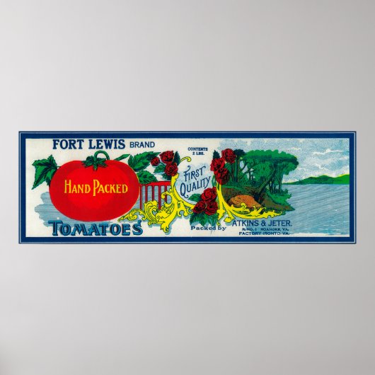 Fort Lewis Tomato LabelRoanoke, VA Poster (Voorkant)