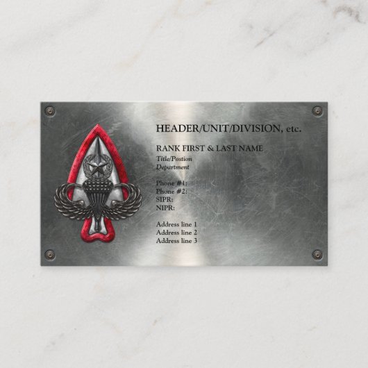 Fort Liberty  Metallic Visitekaartje (Voorkant)