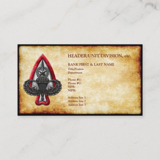 Fort Liberty  oud papier Visitekaartje (Voorkant)