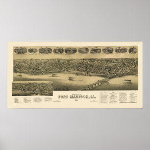 Fort Madison, IA Panoramic Map - 1888 Poster