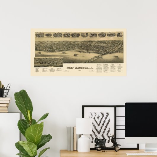 Fort Madison, IA Panoramic Map - 1888 Poster (Thuiskantoor)