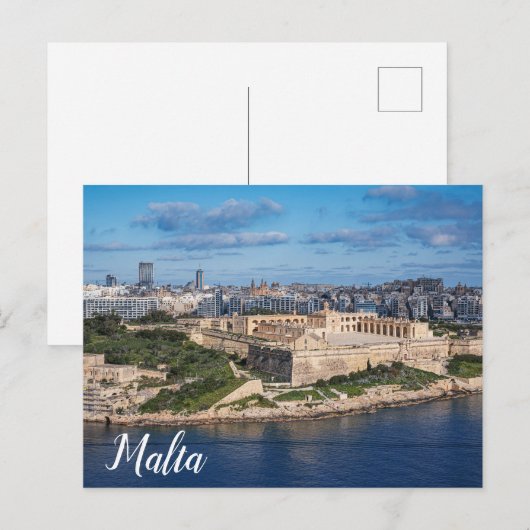 Fort Manoel en Sliema uit Valletta, Malta Briefkaart (Voorkant / Achterkant)