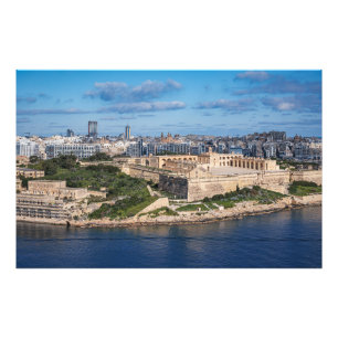 Fort Manoel en Sliema uit Valletta, Malta Foto Afdruk