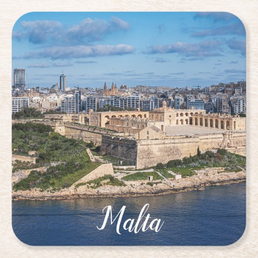 Fort Manoel en Sliema uit Valletta, Malta Kartonnen Onderzetters (Voorkant)