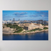 Fort Manoel en Sliema uit Valletta, Malta Poster (Voorkant)