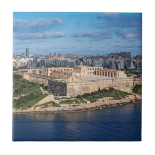 Fort Manoel en Sliema uit Valletta, Malta Tegeltje