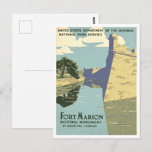 Fort Marion Monument in St. Augustine, Florida, Briefkaart (Voorkant / Achterkant)