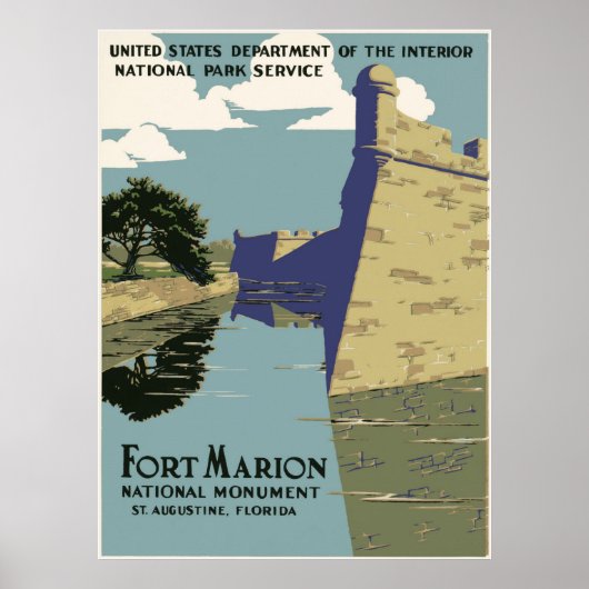 Fort Marion National Monument Vintage Travel Poster (Voorkant)