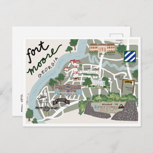 Fort Moore Kaart Briefkaart (Voorkant / Achterkant)