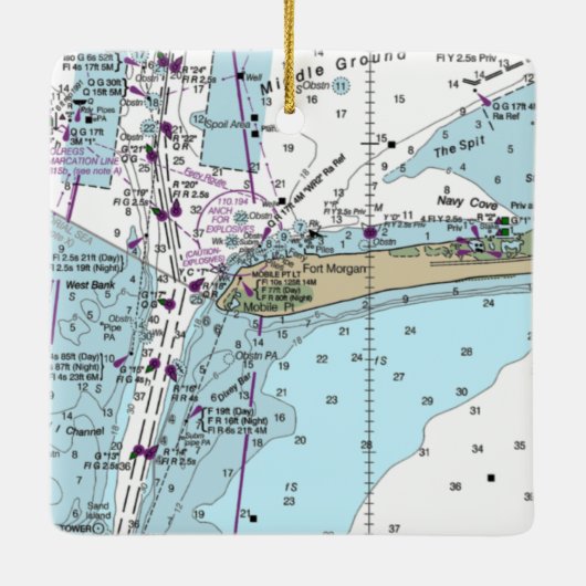 Fort Morgan AL Nautical Chart Keramisch Ornament (Achterkant)