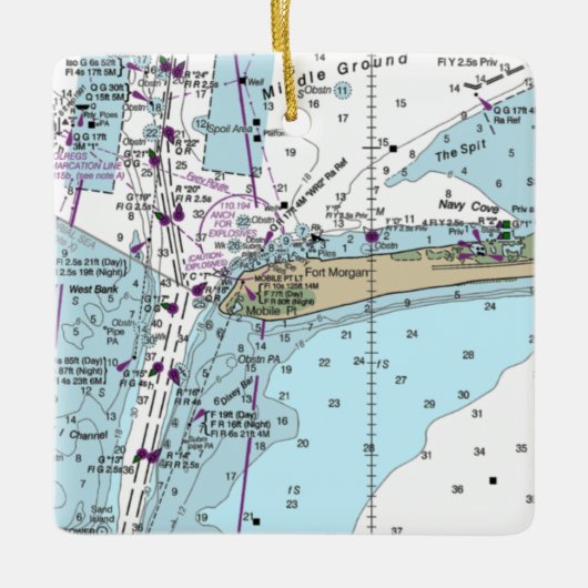 Fort Morgan AL Nautical Chart Keramisch Ornament (Voorkant)