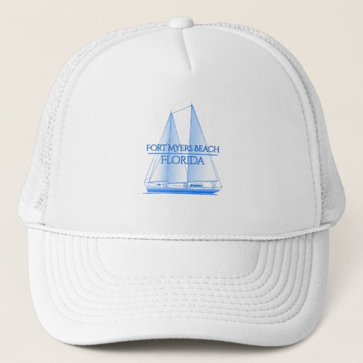 Fort Myers Beach Coastal Nautical Sailing Sailor Trucker Pet (Voorkant)