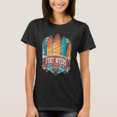 Fort Myers Beach FL Rebel Surf Edgy Surfboard Desi T-shirt (Voorkant)