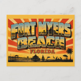 Fort Myers Beach Florida Familie-uitstap Vintage K Briefkaart