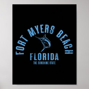 Fort Myers Beach Florida Fl Retro Vintage Strand F Poster
