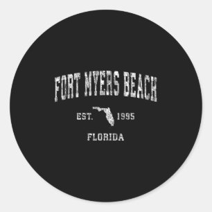 Fort Myers Beach Florida Fl Vintage Atletiek Sport Ronde Sticker